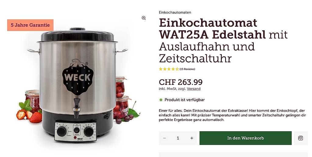 Weck Pasti del neonato: WECK Einkochautomat WAT25A mit Zubehör – Usato da Bern venduto da OlaPaloma 2