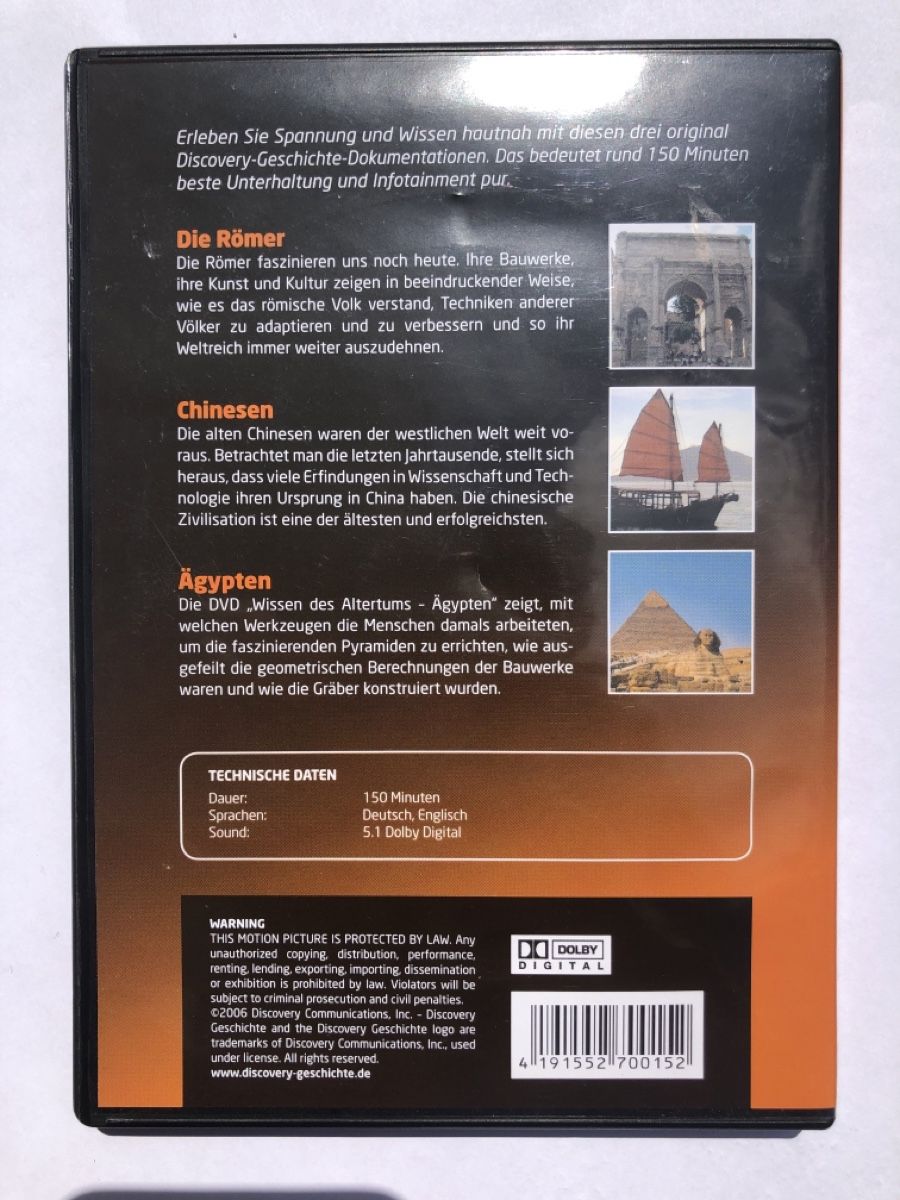 Tutti i DVDs: Discovery Geschichte: Wissen des Altertums DVD Box – Usato da Langenthal venduto da J_L49 1