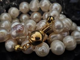 925 silb Gold Perlenkette Zuchtperlen Barock 12mm Perlen