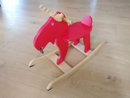 Rotes Schaukelpferd/-Elch aus Holz