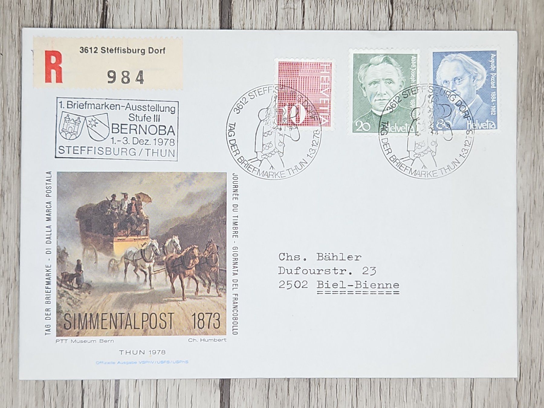 Tutti i francobolli: CL09 Enveloppe + Timbre Suisse 1978 – Usato da Cousset venduto da Patrick_Collections