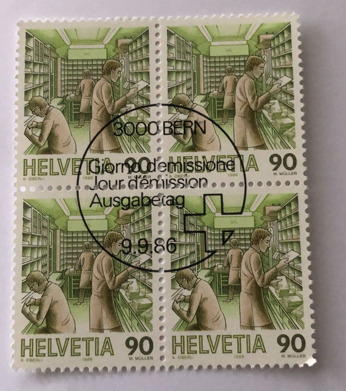 Tutti i francobolli: 4 er Block Nr.742 mit Vollstempel Bern – Usato da Aarau venduto da Billa007