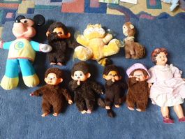 5 Sekiguchi,Igel-Puppen,Mickey-Mattel,Garfield,antike Puppe