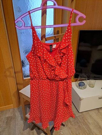H&M Kleid rot-weiss gepunktet Grösse 42 