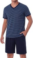 Herren Pyjama kurz Baumwolle Streifen Set