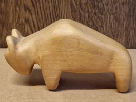 Holzfigur Bison / Büffel Deko Handarbeit Vintage