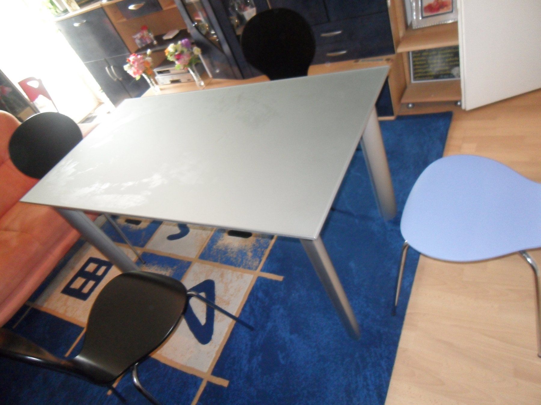 Tische: Tisch  150+80.cm/6stahl glas silfer methl – Gebraucht aus Zuchwil von t.rachel