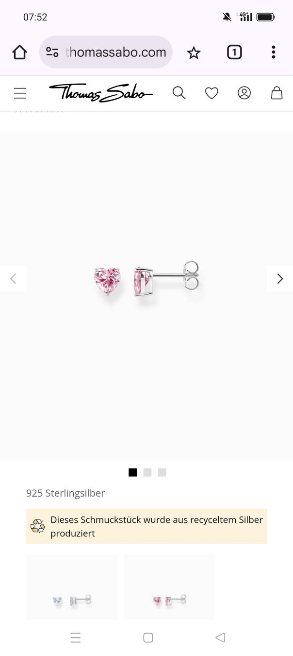 Thomas Sabo Orecchini pendenti & Orecchini a lobo: Thomas Sabo Ohrstecker Herz pink Silber – Nuovo (secondo la descrizione) da Arbon venduto da sch_q2pz