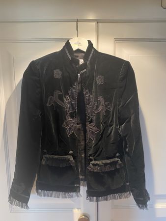 Ella Singh Jacke Samt Grösse S Schwarz 100% Cotton