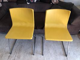 2 IKEA STÜHLE BERNHARD, SENFGELB, SITZHÖHE 48 CM
