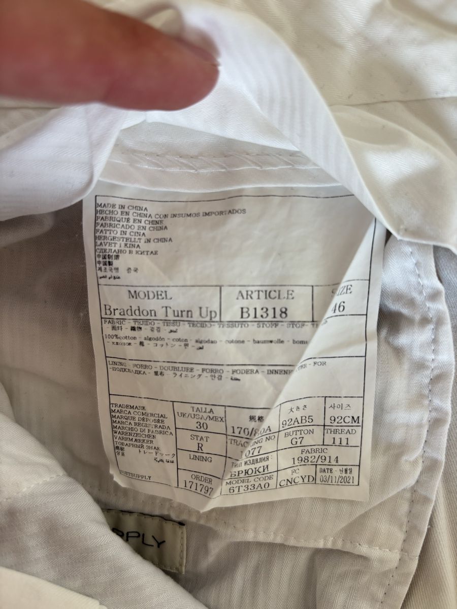 Suitsupply Pantaloni: SuitSupply Braddon Turn Up Trousers, Size 30, Cotton – Usato da Zürich venduto da Grothschild 5