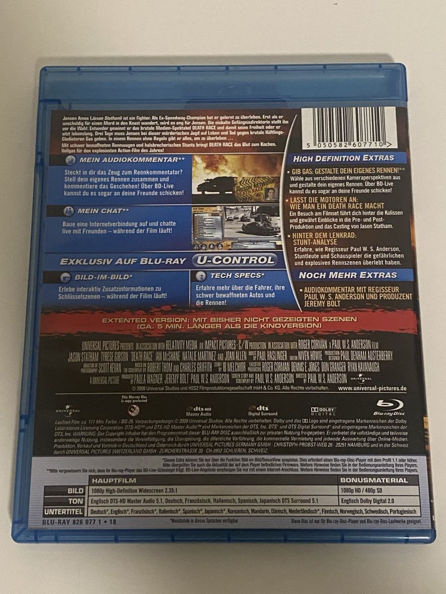 Tutti i DVDs: Death Race Extended Version Blu-ray – Usato da Oensingen venduto da mig_99db 1