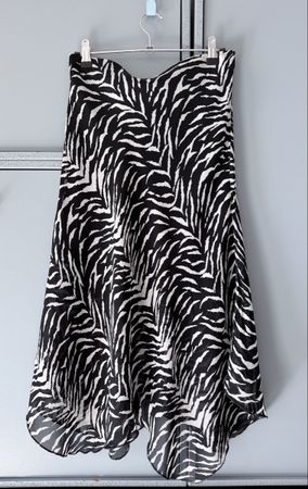 Vintage Zebra Muster Bias Cut Rock Gr. 38 Viskose Zipfelsaum
