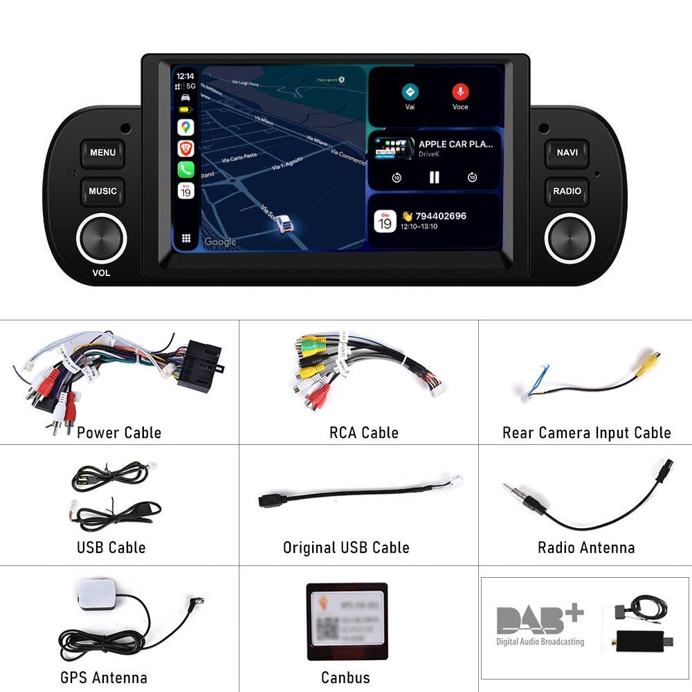 Navigationsgeräte: Fiat Panda Autoradio DAB+ Carplay Bluetooth GPS – Neu und originalverpackt aus Chiasso von online.shop 8