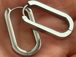 Luxus Elegante Edelsthal Ohrstecker /Creolen Farbe:Silber