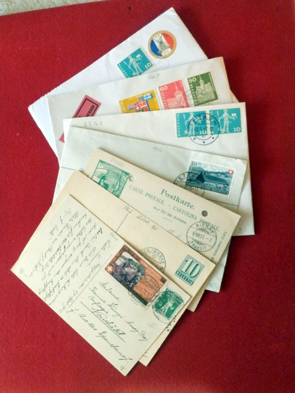 Alle Briefmarken: Lot mit 7 Bedarfsbriefen und Karten – Gebraucht aus Ueberstorf von dinbau