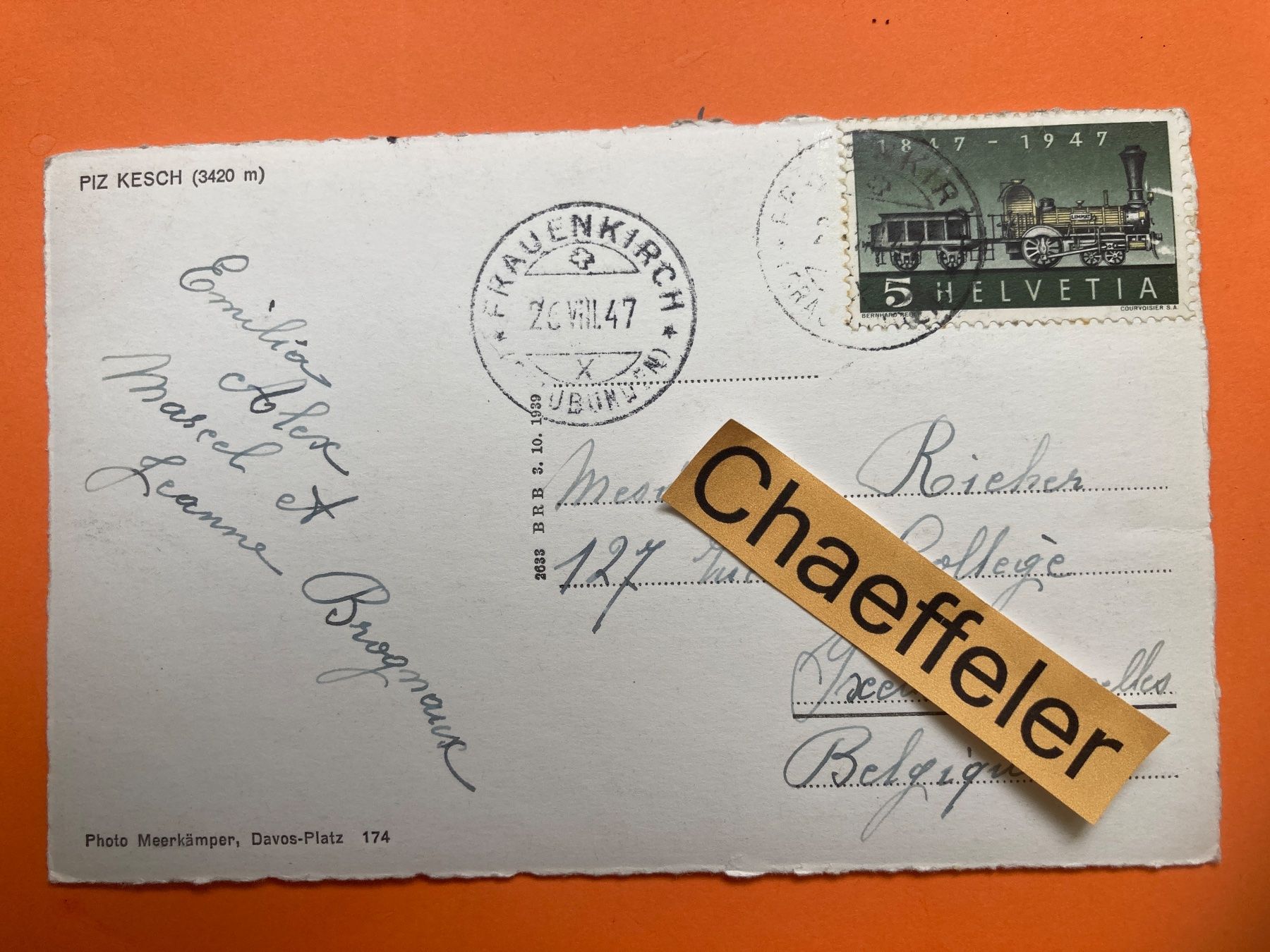 Ansichtskarten: 1947 Piz Kesch – Gebraucht aus Zürich von Chaeffeler 1