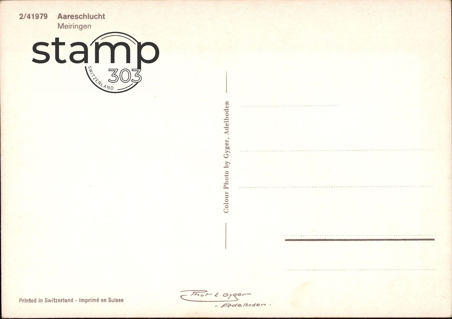 Ansichtskarten: AK Meiringen - Aareschlucht – Gebraucht aus Eggersriet von stamp303 1