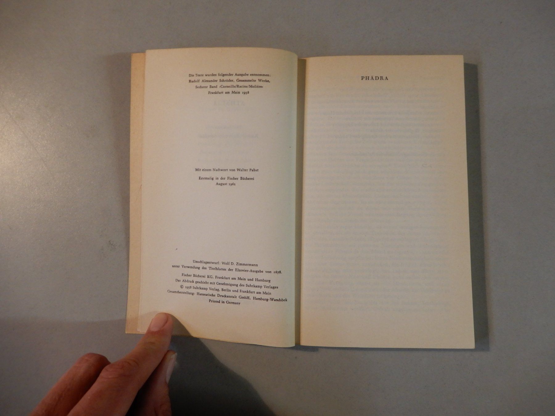 Libri: Racine: Phädra - Athalia, Fischer Bücherei 1961 – Usato da Erstfeld venduto da Mario_boe0 2