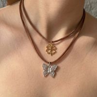 Choker Collier Kette  mit Kleeblatt & Schmetterling 🍀🦋