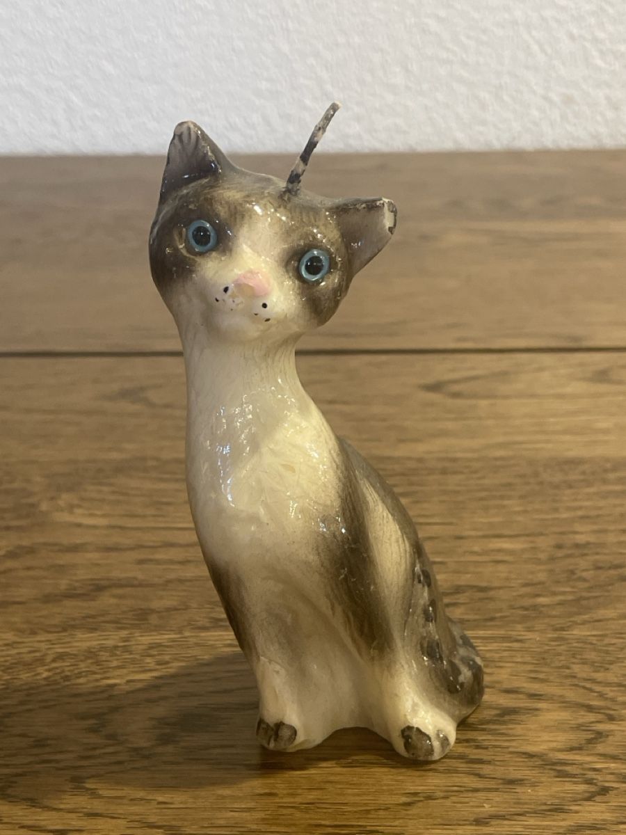 Statuette: Kerze Katze sitzend braun/weiss mit blauem Blick – Usato da Lyss venduto da Vandy19