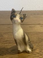 Kerze Katze sitzend braun/weiss mit blauem Blick