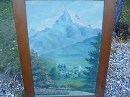 Ancien grande toile de Bex et dents du midi