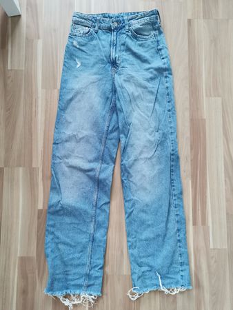 H&M Wide Ultra High Waist Jeans Hose,Damen,Denimblau, EUR 34