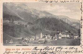 Gruss aus dem Melchthal, gelaufen 1902, Stabstempel Kurhaus