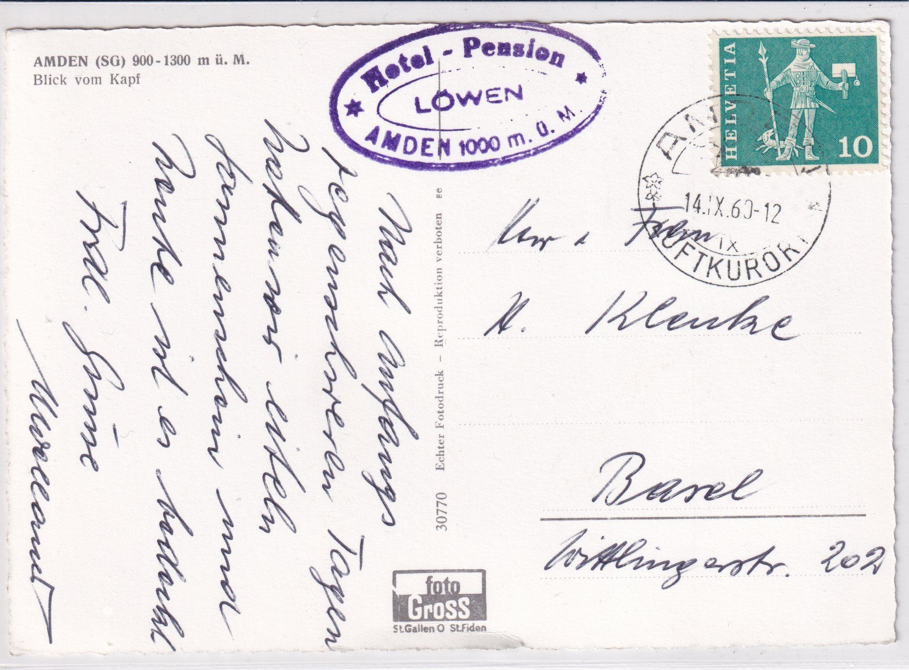 Cartoline postali: Amden (Blick vom Kapf) /br – Usato da Hombrechtikon venduto da Rudolf07 1