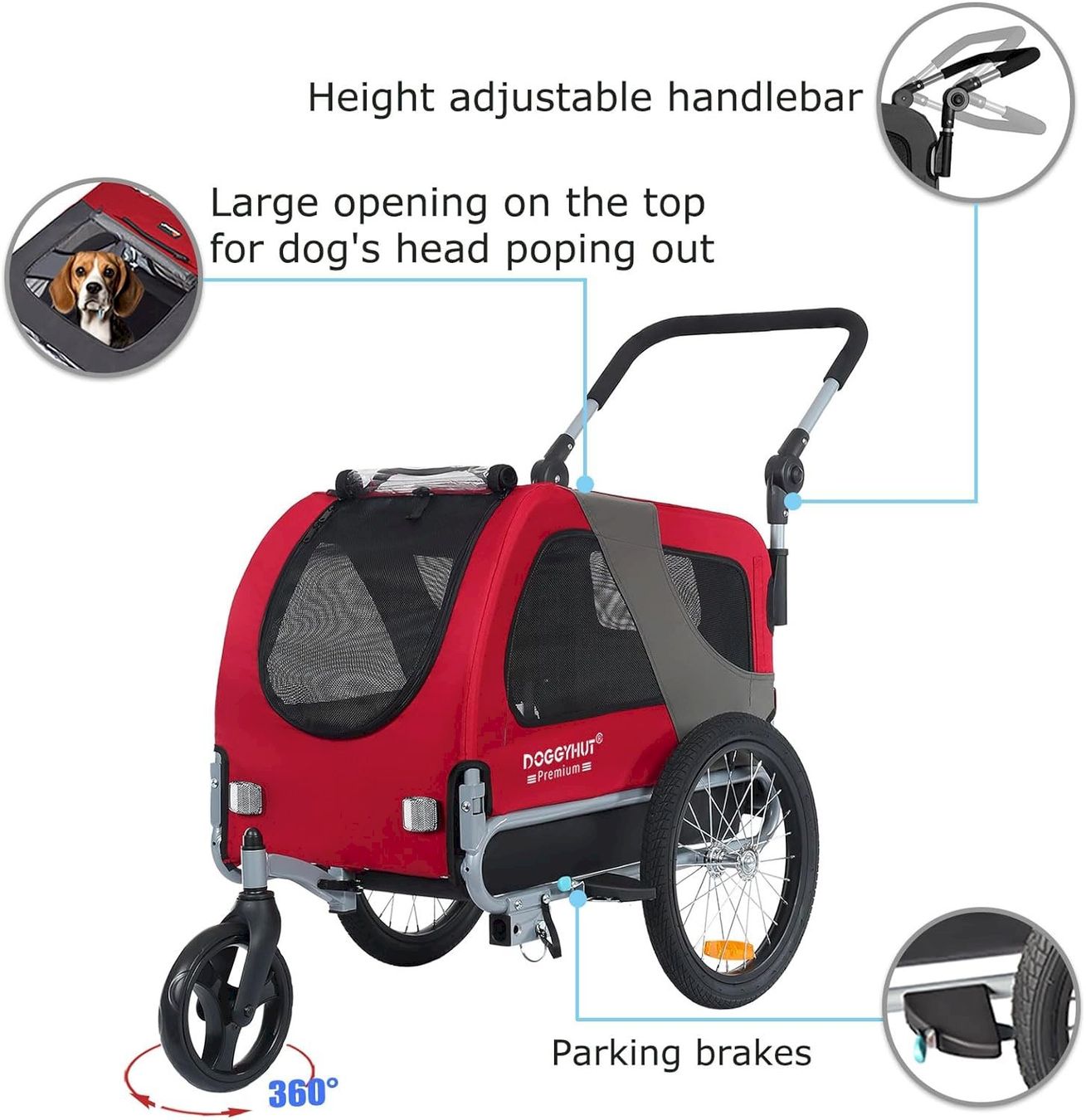 Rimorchi per biciclette: DOGGYHUT Premium MEDIUM 2in1 Rot – Nuovo e nell'imballaggio originale da Bottighofen venduto da zaap 2