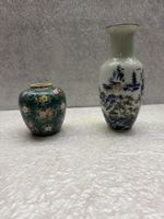 Asiatische Vasen, 2 Stück, grün und blau, Top Zustand