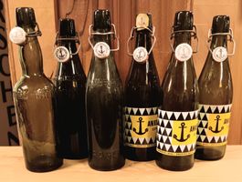 6 Bierflaschen Actienbrauerei Basel / Anker Frenkendorf
