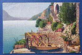 Antike Ansichtskarte, Ticino Tessin, Schiff