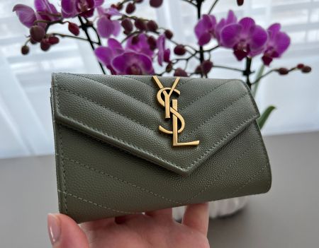 YSL Matelasse Lederportemonnaie - Sage