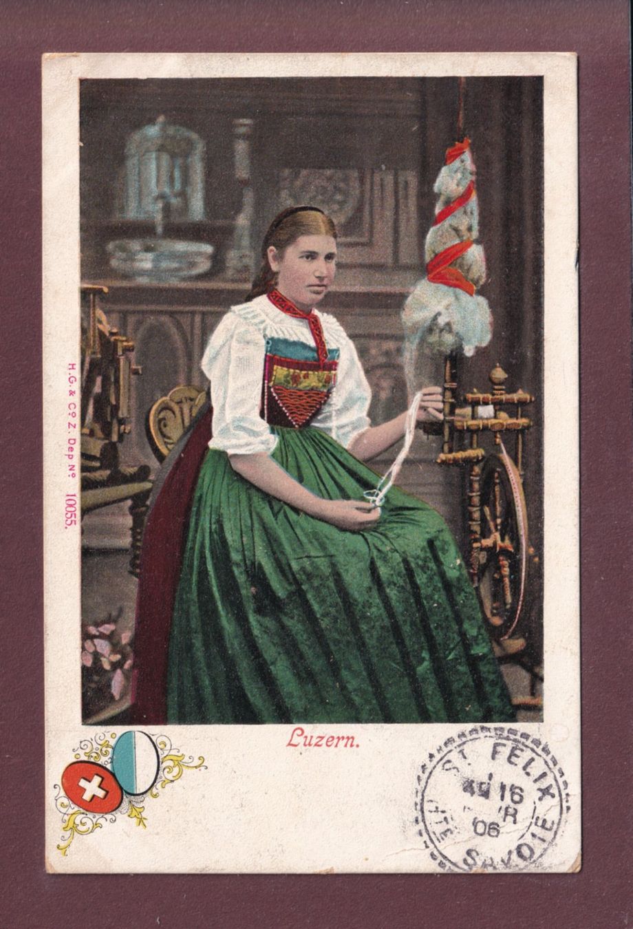 Cartoline postali: LUZERN - Tracht - 1906 // Eckbug // – Usato da Pully venduto da nicecards