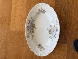 Ovale Schale/Platte, Blumen, Vergissmeinnicht