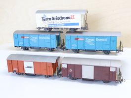 BEMO RhB 5 x Güterwagen H0m - schöne Modelle