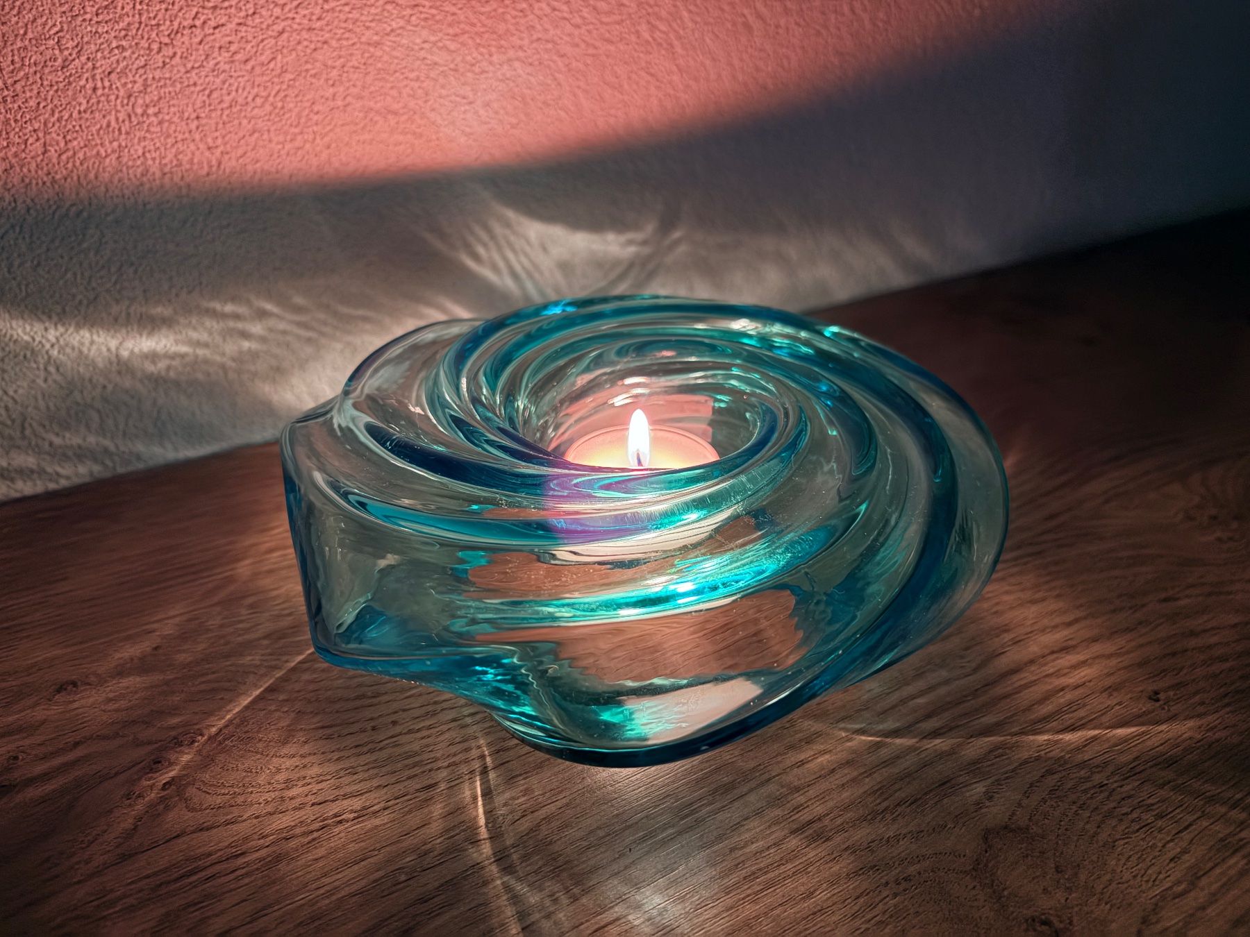 Murano Portacandele: Bougeoir Murano bleu turquoise, édition limitée – Nuovo e nell'imballaggio originale da Vuisternens-Ogoz venduto da PhilDr 1