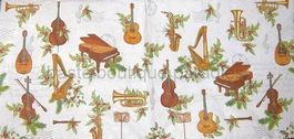 Serviette musikinstrumente (w364) 3Stk.