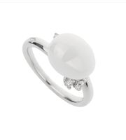 Neuer Pomellato Capri Ring mit Weisse Keramikperle - Gr. 51