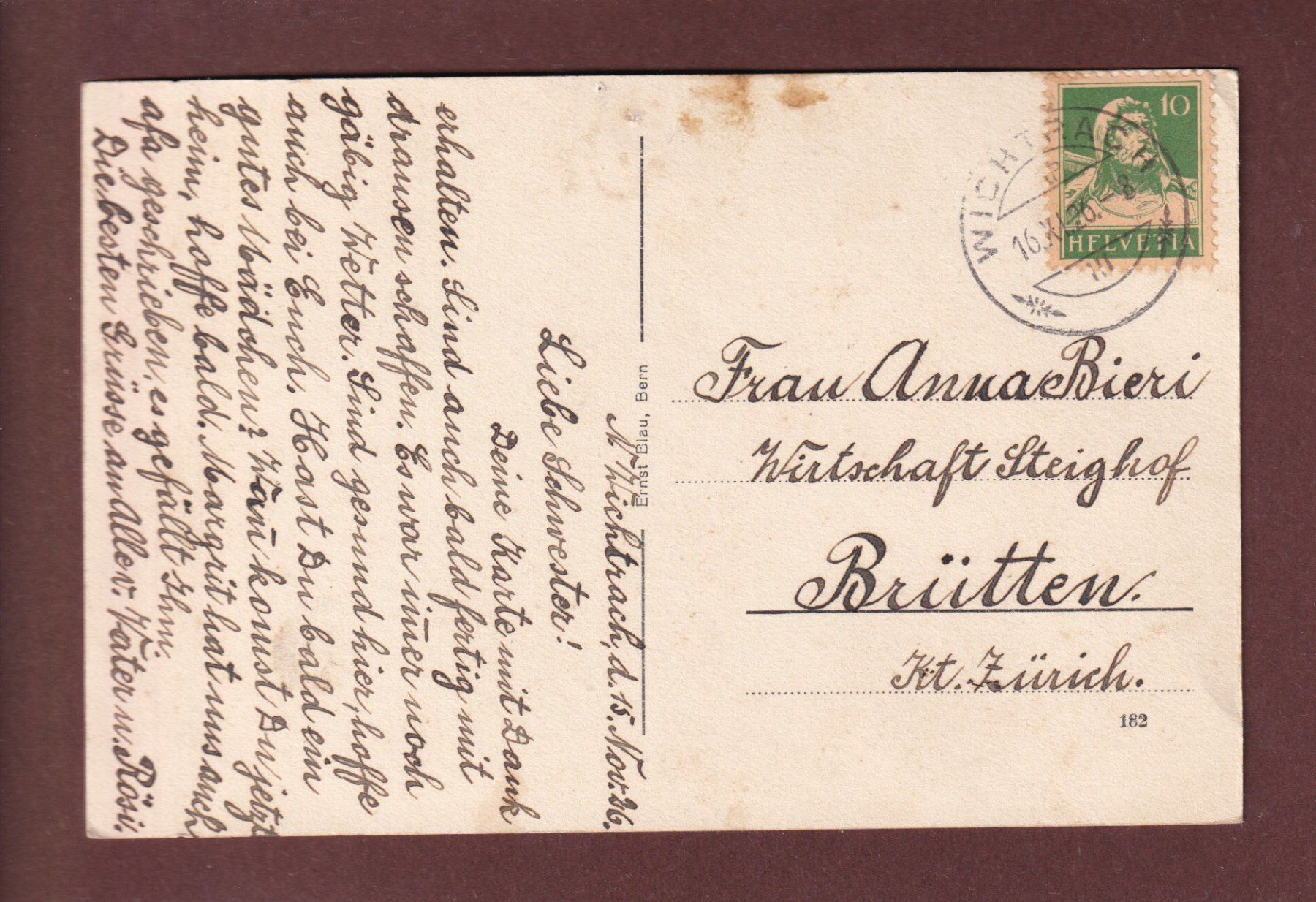 Ansichtskarten: WICHTRACH - Kirche - 1926 // Loch // – Gebraucht aus Pully von nicecards-shop 1