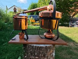 Kupfer Tisch-Destille mit Spiritusbrenner Vintage