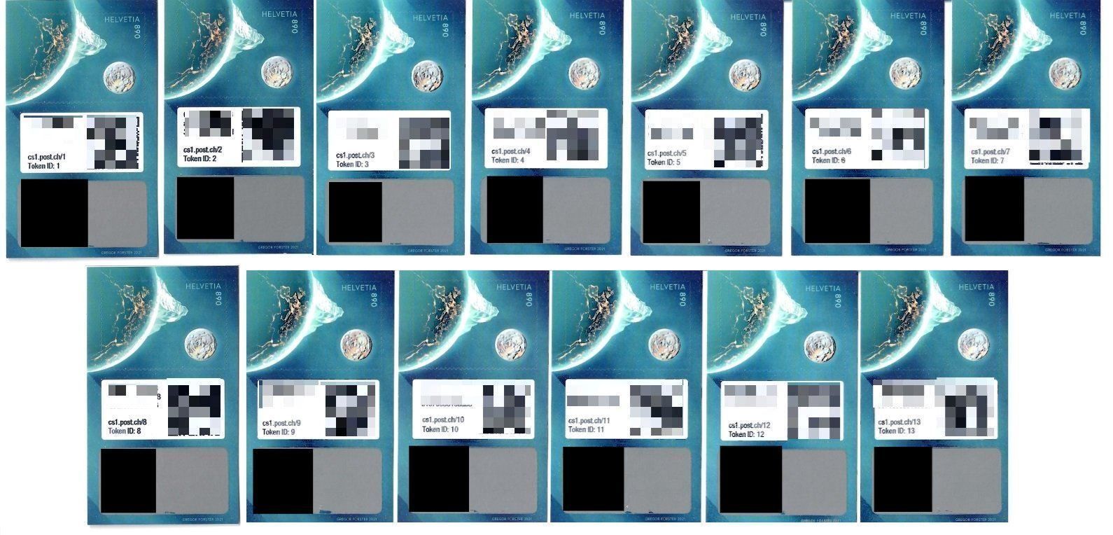 Stempel: Swiss Crypto Stamps ID1-13 – Neu (gemäss Beschreibung) aus Baar von CryptoShop
