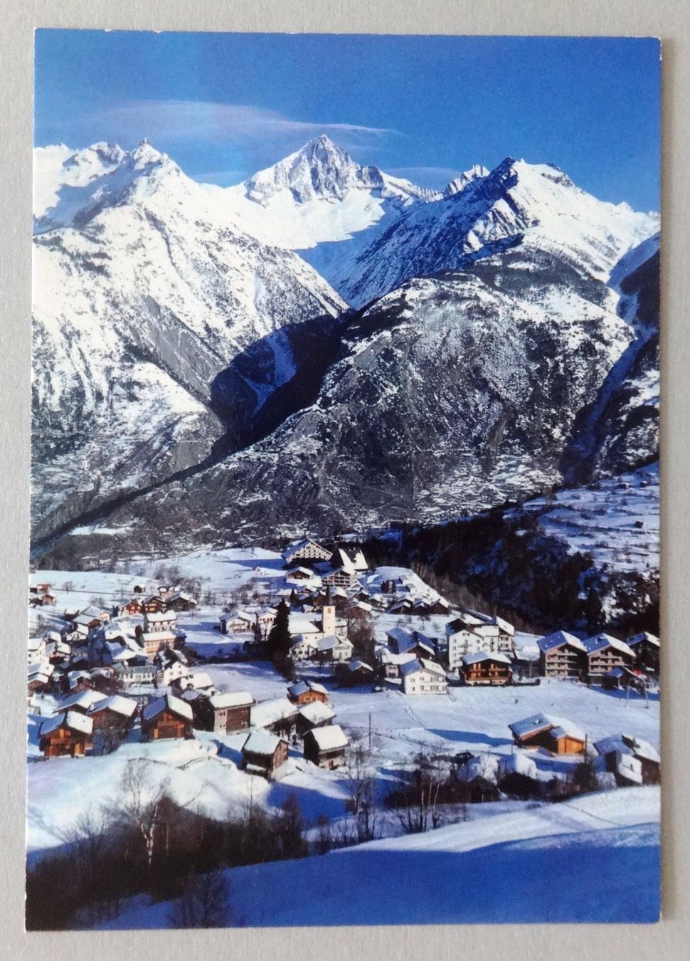 Ansichtskarten: Unterbäch 1221 m, Bietschhorn 3934 m – Gebraucht aus Fétigny von Billy2miny