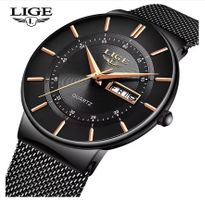 Montre LIGE noire élégante pour homme