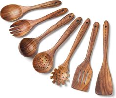Küchenhelfer Holz 7-teilig Kochlöffel Pfannenwender Set