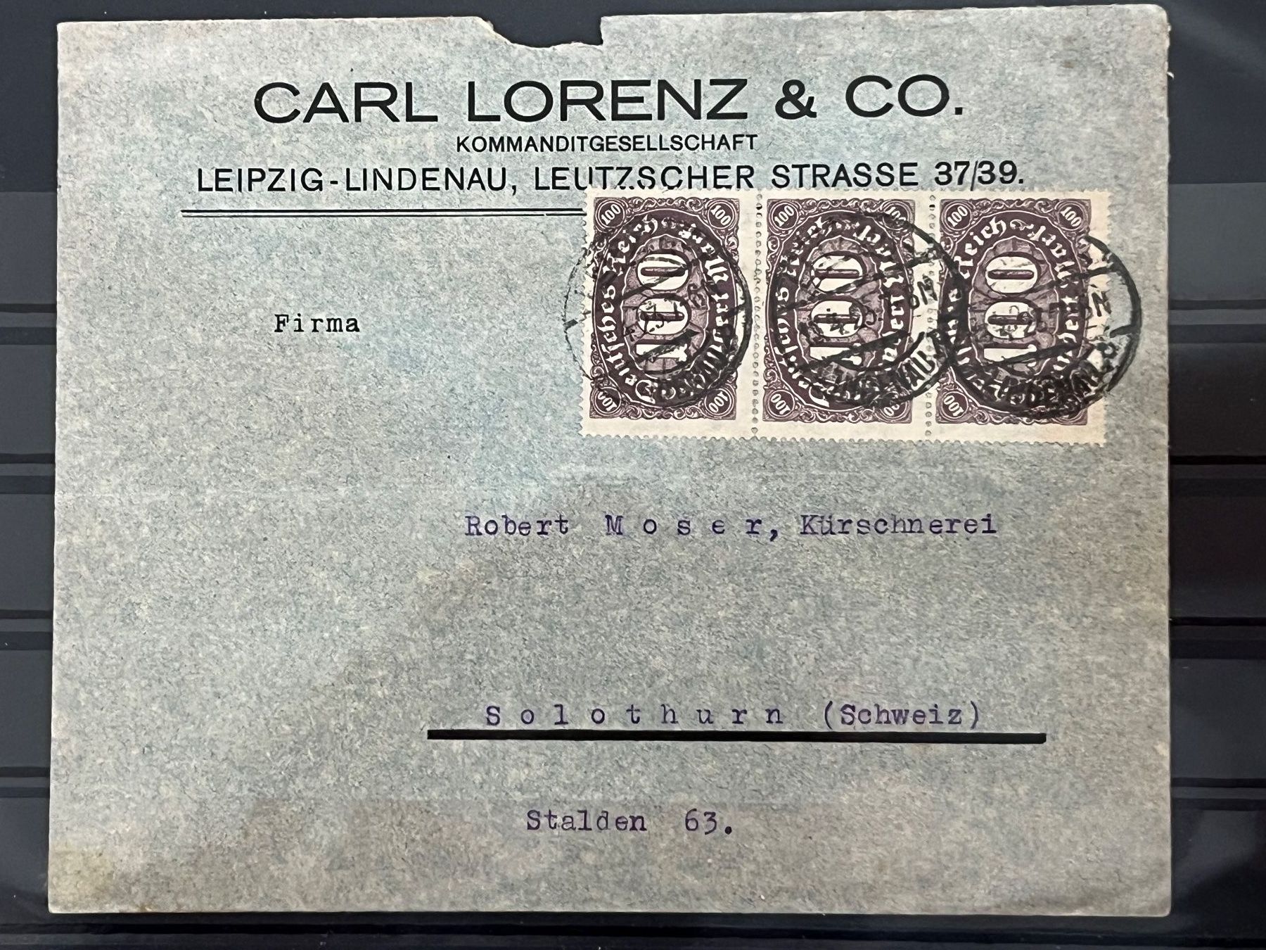 Tutti i francobolli: Brief Deutsches Reich nach Solothurn – Usato da Romanshorn venduto da luxcollect