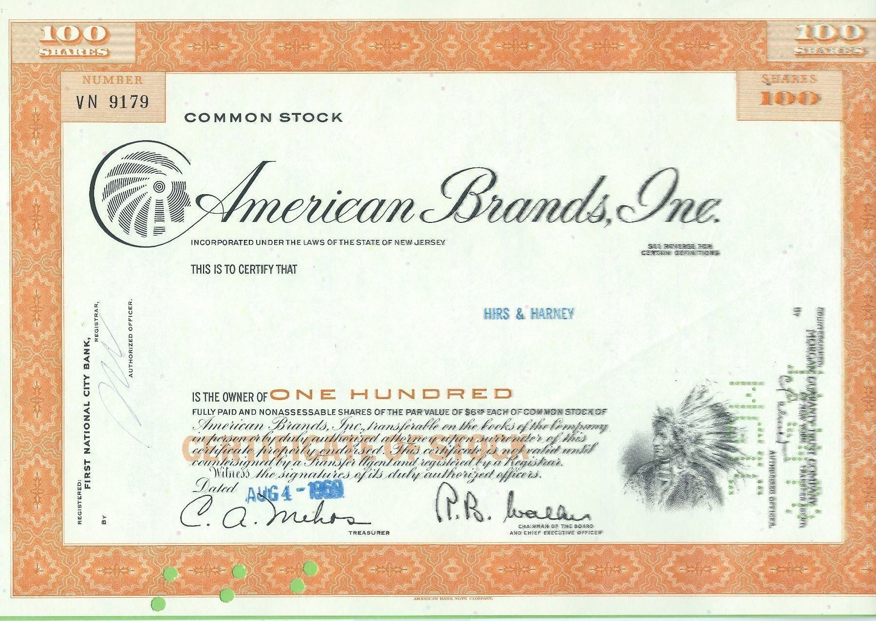 Tutti le monete: American Brands Inc. 1969 – Usato da Zürich venduto da t24_de