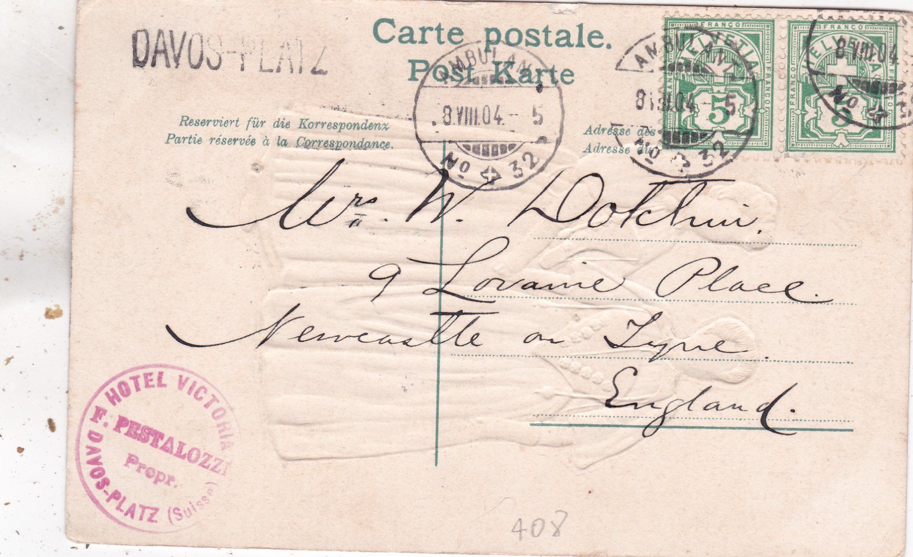 Cartoline postali: Berner Trachten Reliefkarte 1904 – Usato da Herisau venduto da Lisegrat2008 1